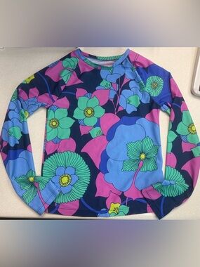 GAP Kids Floral Rashguard Swim Top UPF 50+ Floral Navy, Green & Pink NWOT